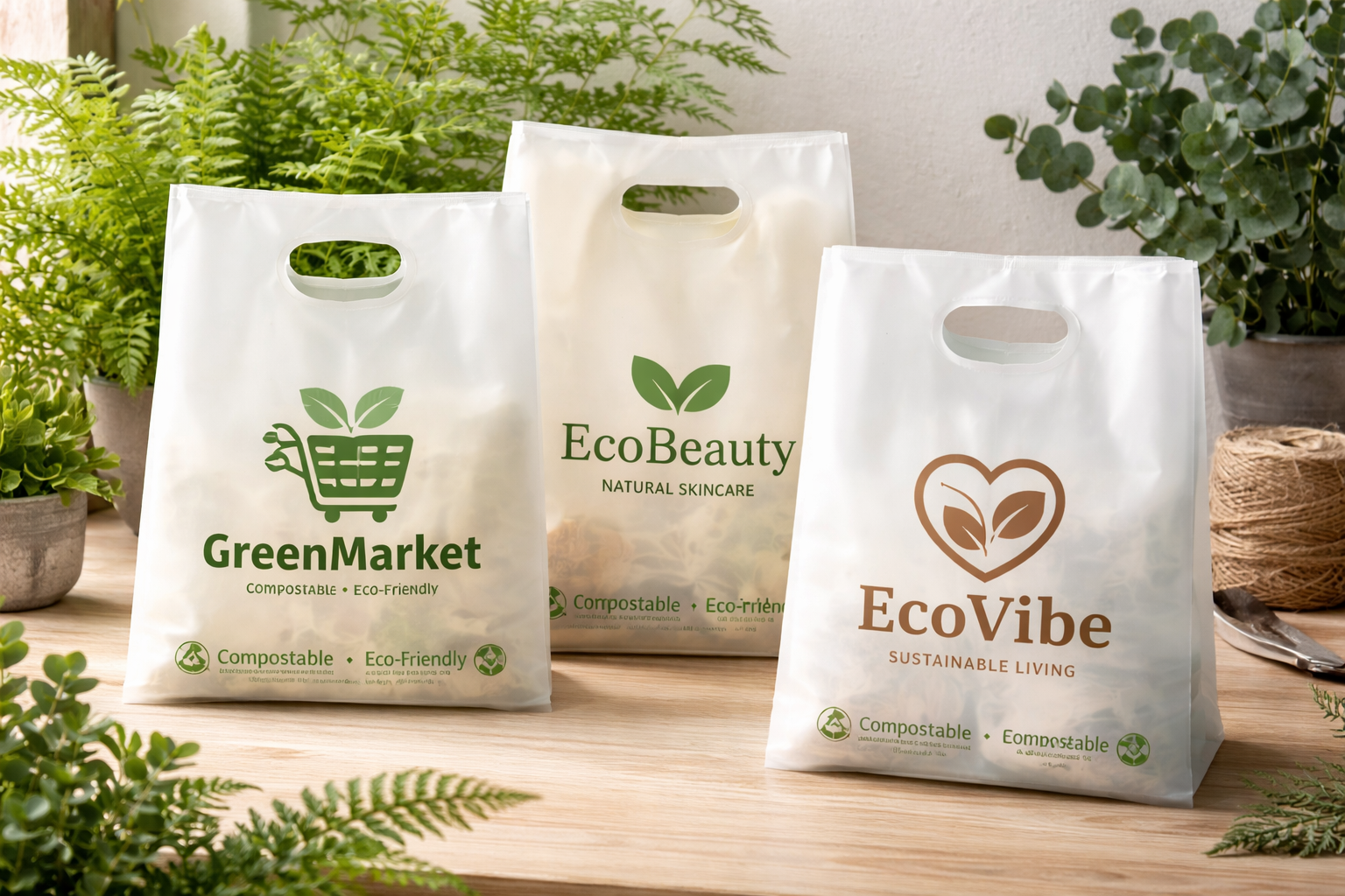 Bolsas ecológicas biodegradables GreenMarket con diseño impreso